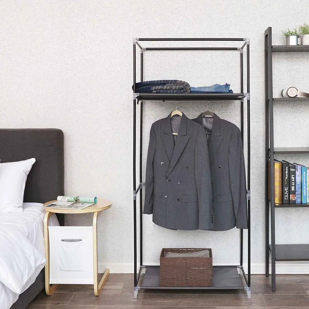 Guarda Roupa de tecido 75 x 160 x 45 cm preto