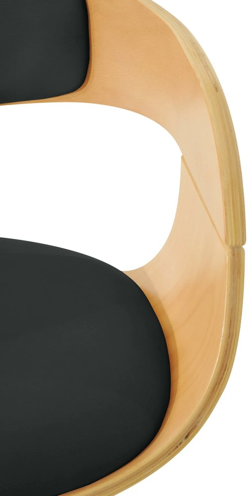 Banco de bar Kingston em couro sintético 50 x 88-102 x 48 cm Natural + Preto