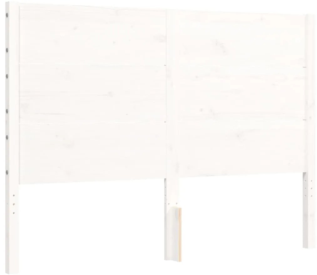 Estrutura de cama com cabeceira 140x200cm madeira maciça branco