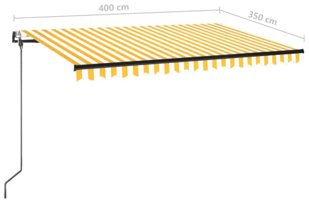 Toldo automático LED e sensor de vento 400x350cm amarelo/branco