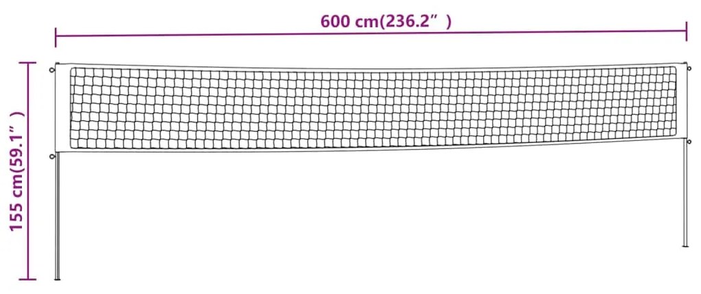 Rede de badminton 600x155 cm tecido PE amarelo e preto