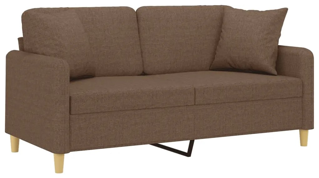 Sofá 2 lugares + almofadas decorativas 140 cm tecido castanho