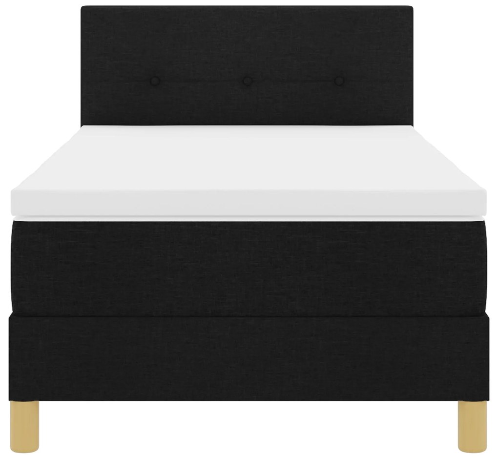 Cama Box com Colchão Preta 80x200 cm em Tecido