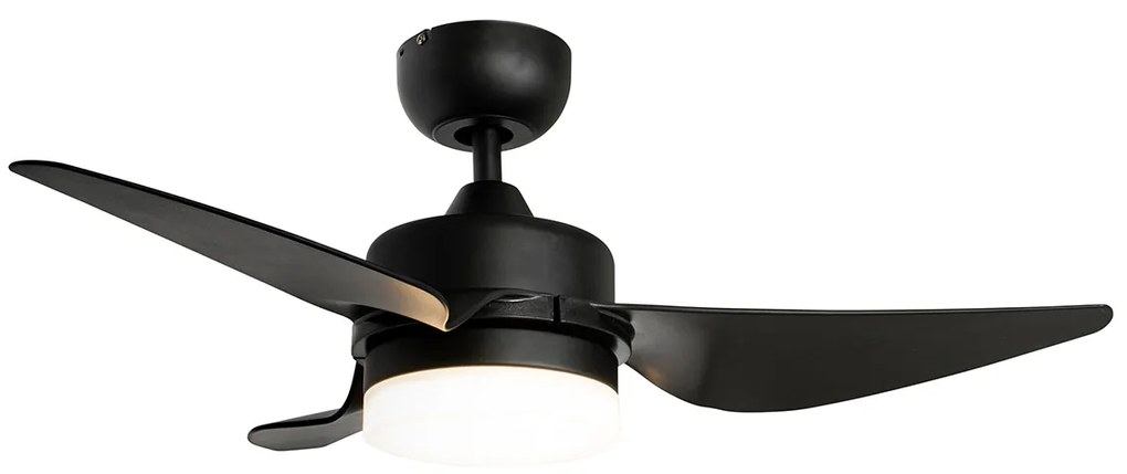 Ventilador de teto preto 86,7 cm incl. LED regulável com controlo remoto - Yuki Moderno