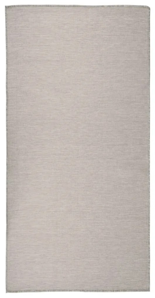 Tapete de tecido plano p/ exterior 100x200 cm cinza-acastanhado