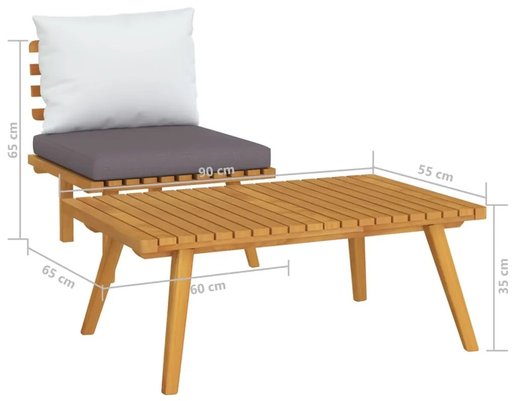 2 pcs conjunto lounge de jardim c/ almofadões acácia maciça