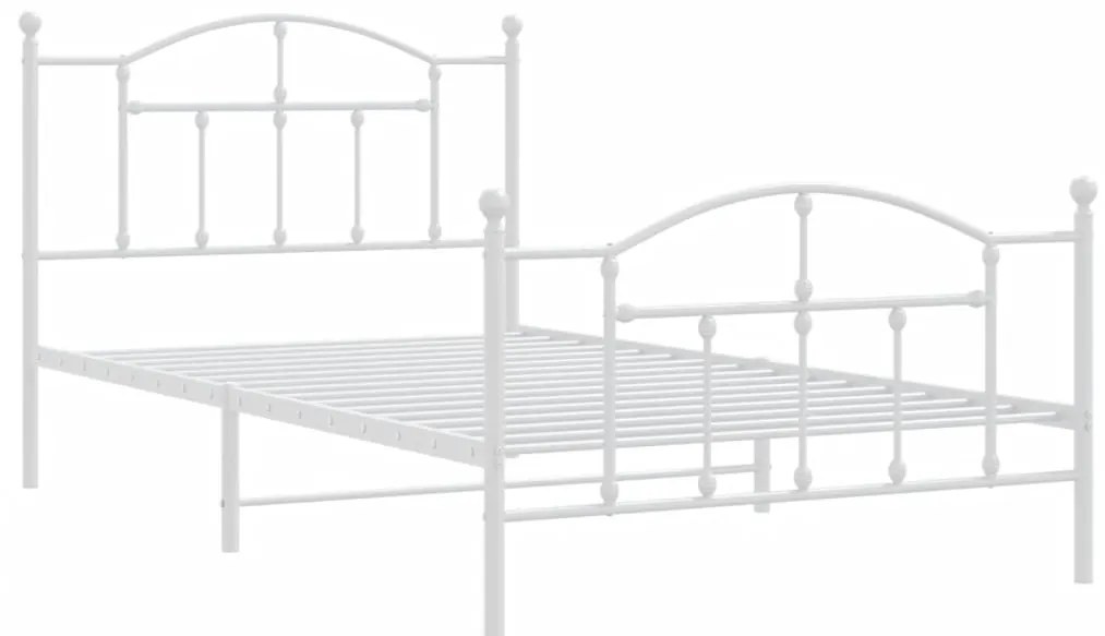 Estrutura de cama com cabeceira e pés 100x200 cm metal branco