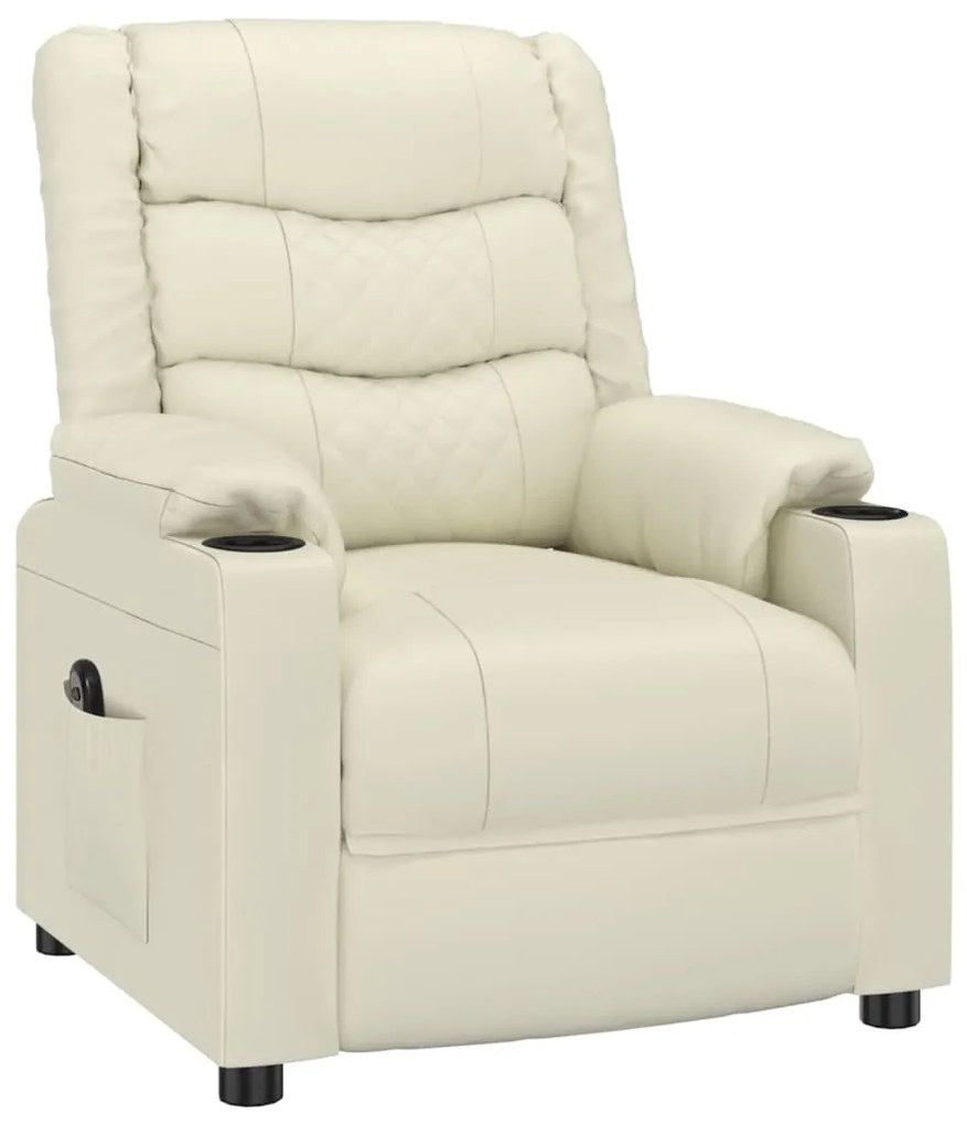 Poltrona reclinável elétrica couro artificial cor creme