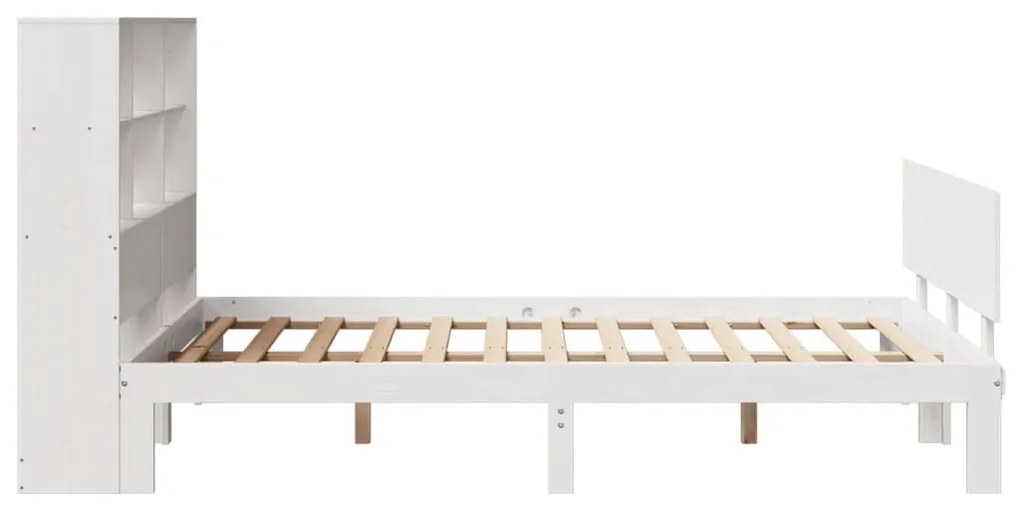 Cama com estante sem colchão 140x190 cm pinho maciço branco