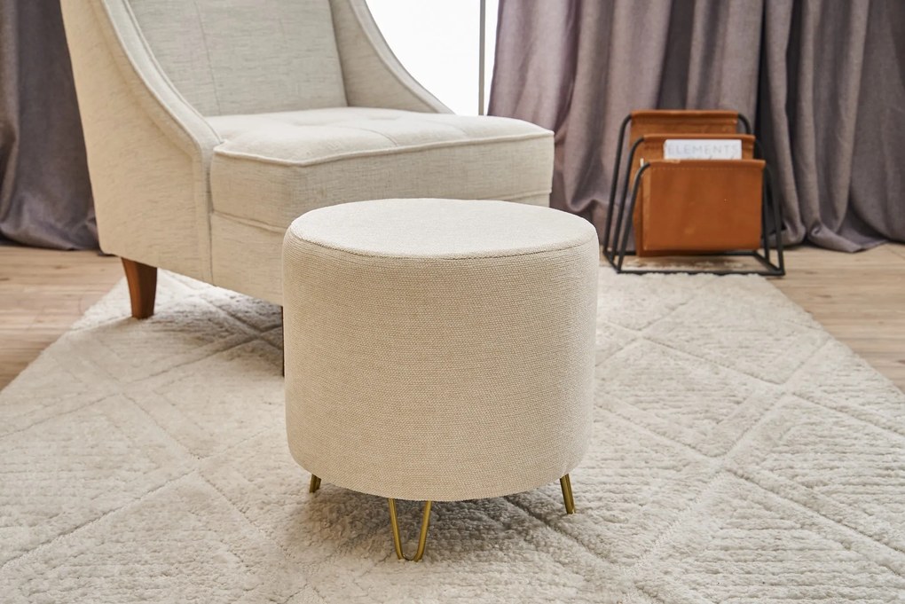 Pouffe Asmara Gabbana – Creme Dourado – 40x40x40 cm