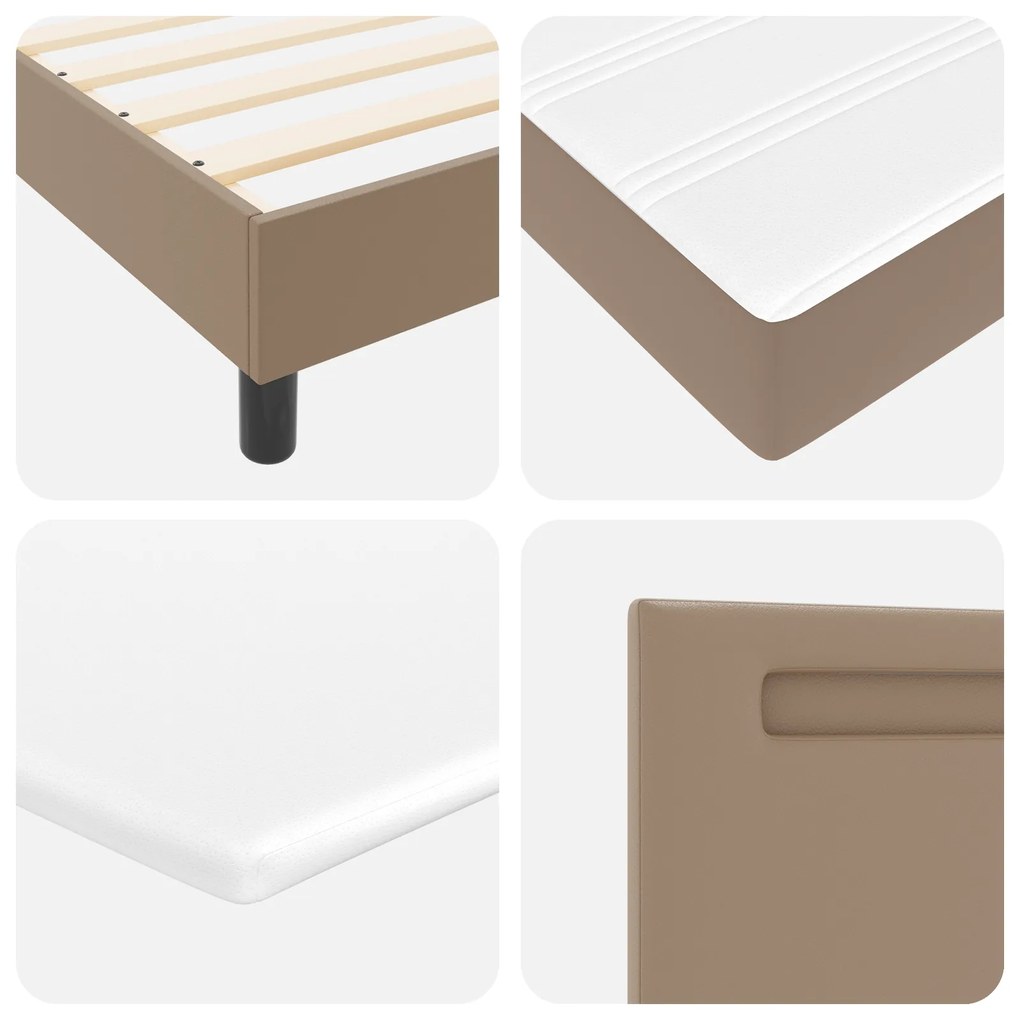 Cama Box Spring vidaXL com Colchão Cappuccino 140x200 cm Couro Sintéti