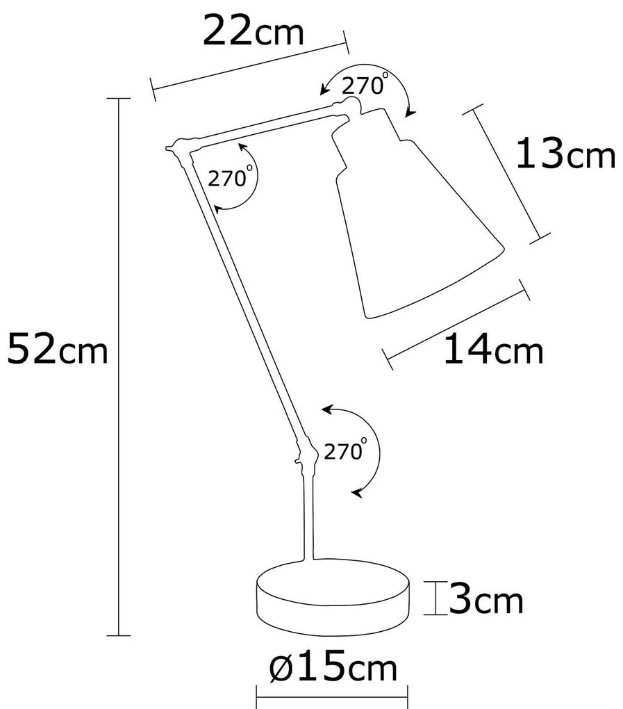 Candeeiro de Mesa Manavgat – Cobre – 14x52 cm