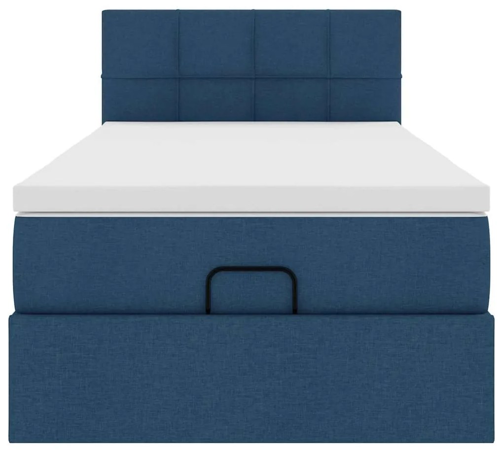 Cama otomana com colchão 90x200 cm tecido azul