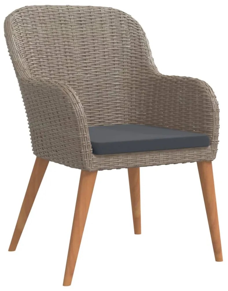 5 pcs conjunto de jantar p/ jardim c/ almofadões castanho