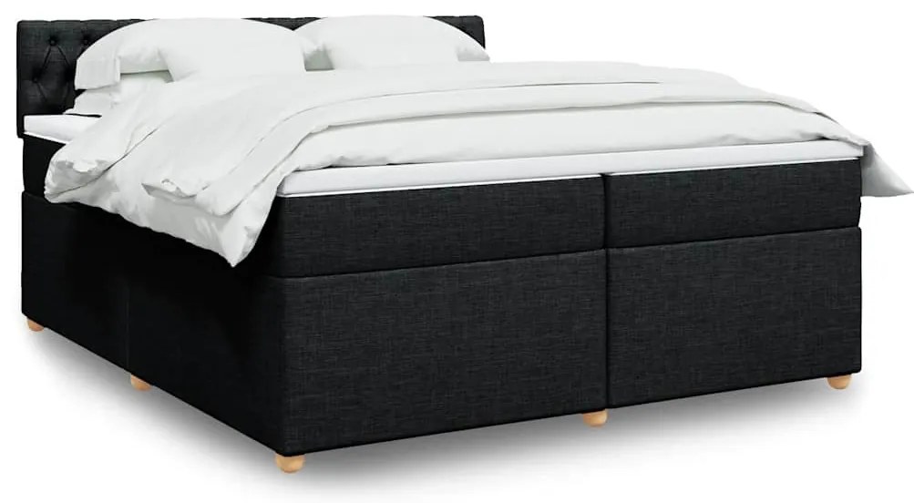 vidaXL Cama com molas/colchão 200x200 cm tecido preto