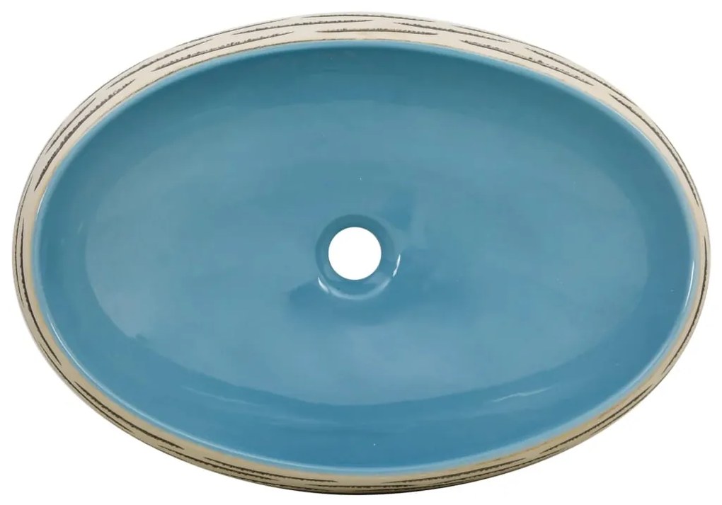 Lavatório de bancada oval 59x40x15 cm cerâmica multicor