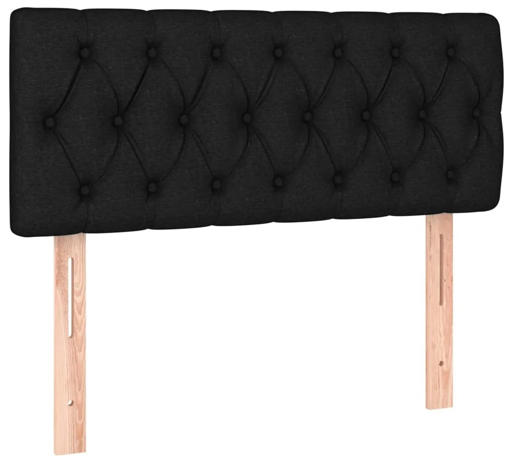 Cama box spring c/ colchão e LED 90x190 cm tecido preto