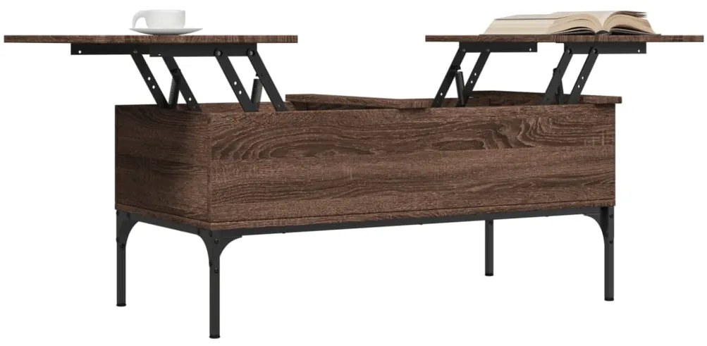Mesa centro 100x50x45cm deriv. madeira/metal carvalho castanho