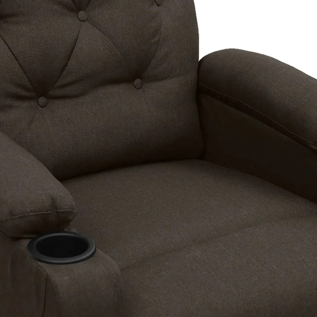 Poltrona elevatória de massagens tecido castanho-escuro