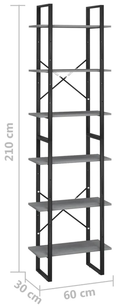 Estante 60x30x210 cm madeira de pinho maciça cinzento