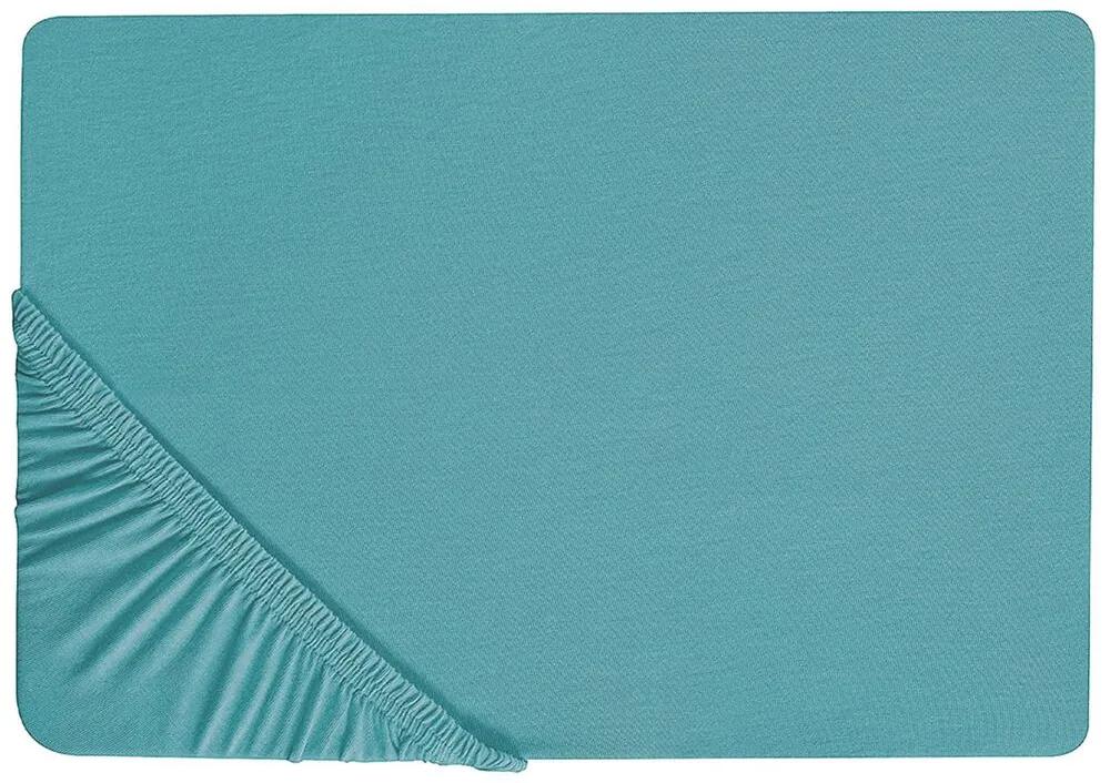 Lençol-capa em algodão turquesa 180 x 200 cm HOFUF Beliani