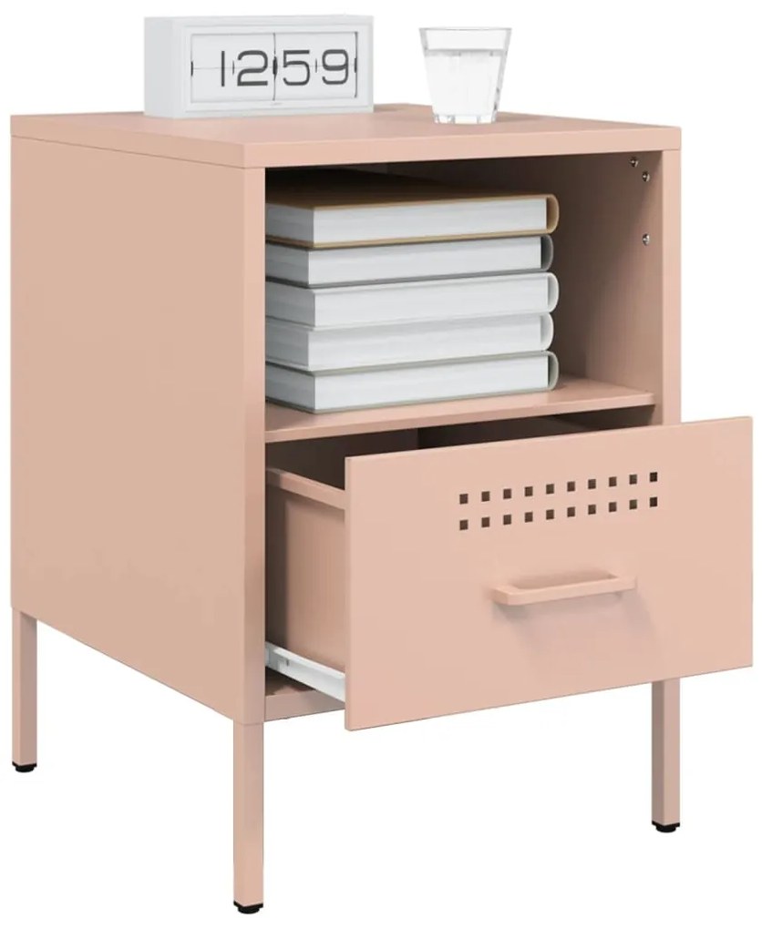 Mesa de cabeceira 36x39x50,5 cm aço rosa