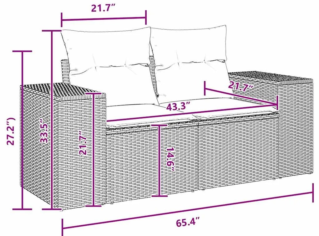 Conjunto de Sofá de Jardim com 8 Peças e Almofadas em Preto, Rattan Si