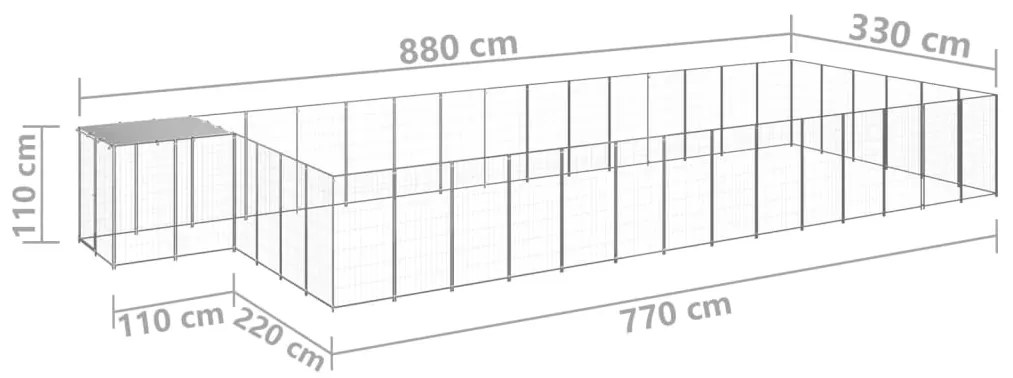 Canil 26,62 m² aço prateado