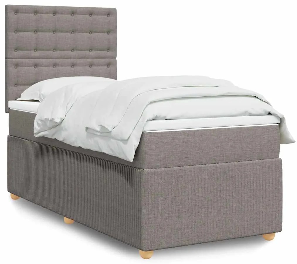 Cama com molas/colchão 90x200 cm tecido castanho-acinzentado