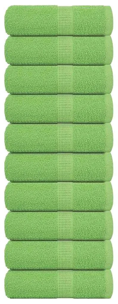 vidaXL Toalhas de bidé 10pcs 30x50cm 360 gsm 100% algodão verde maça