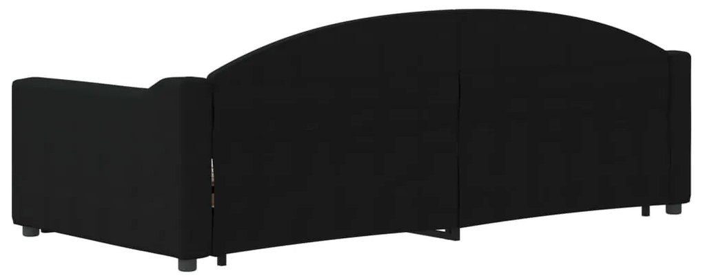 Sofá-cama com gavetão e gavetas 90x200 cm tecido preto