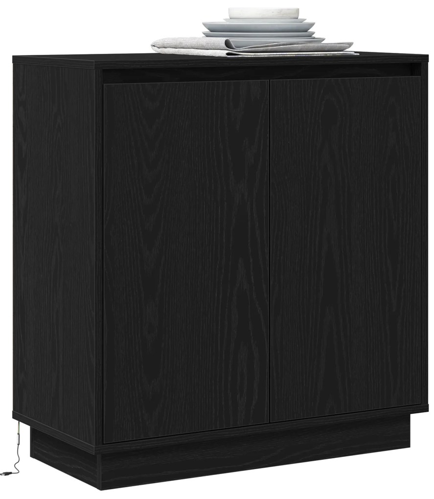 Aparador vidaXL com LED em Carvalho Preto 71x34,5x75 cm em Madeira Eng