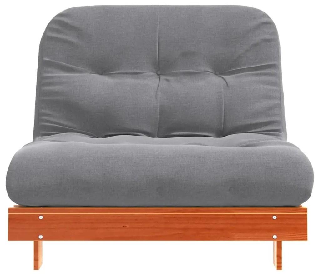 Sofá-cama futon c/ colchão madeira de pinho maciça castanho-mel