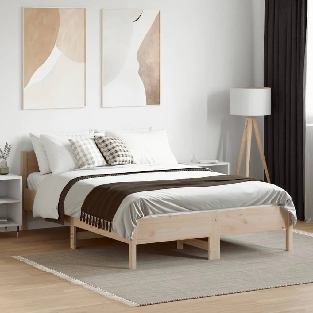 Cama sem colchão 140x190 cm madeira de pinho maciça