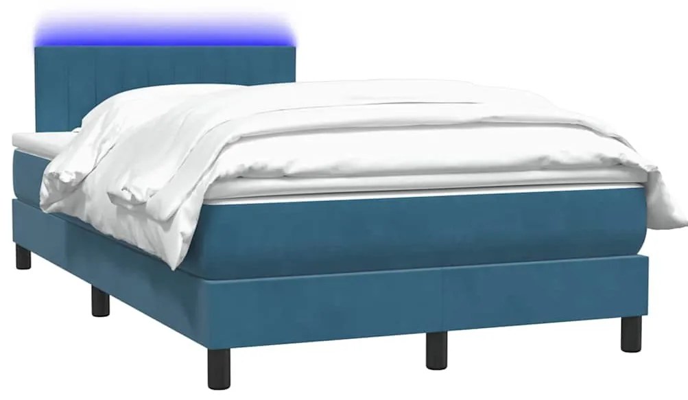 Cama com molas/colchão 120x210 cm veludo azul-escuro