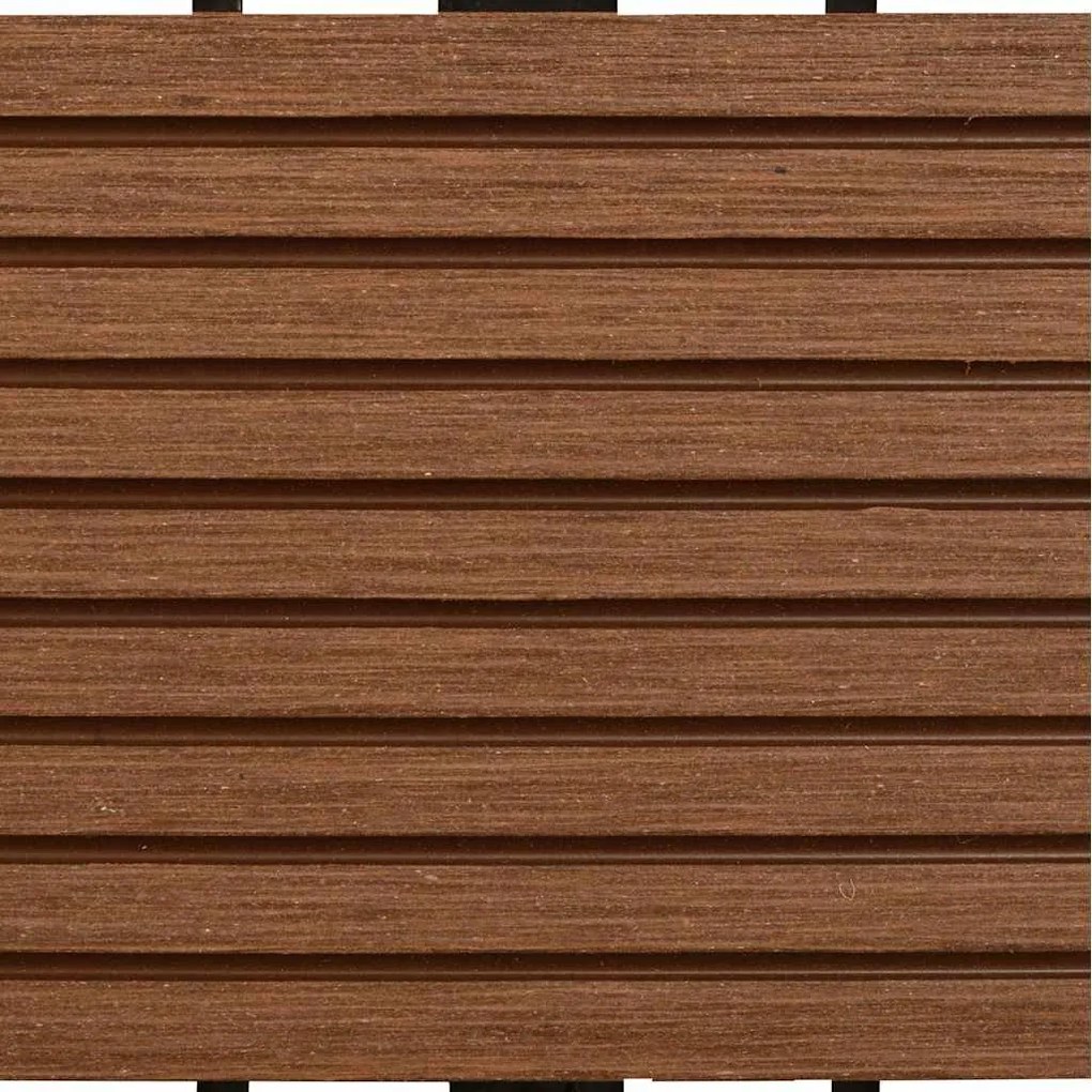 Estrado de plástico WPC 11 peças 30x30cm 1 m2, Marrom