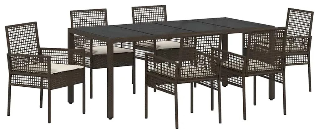 Conjunto de Jantar para Jardim 7 pcs Castanho 190 x 90 x 75 cm