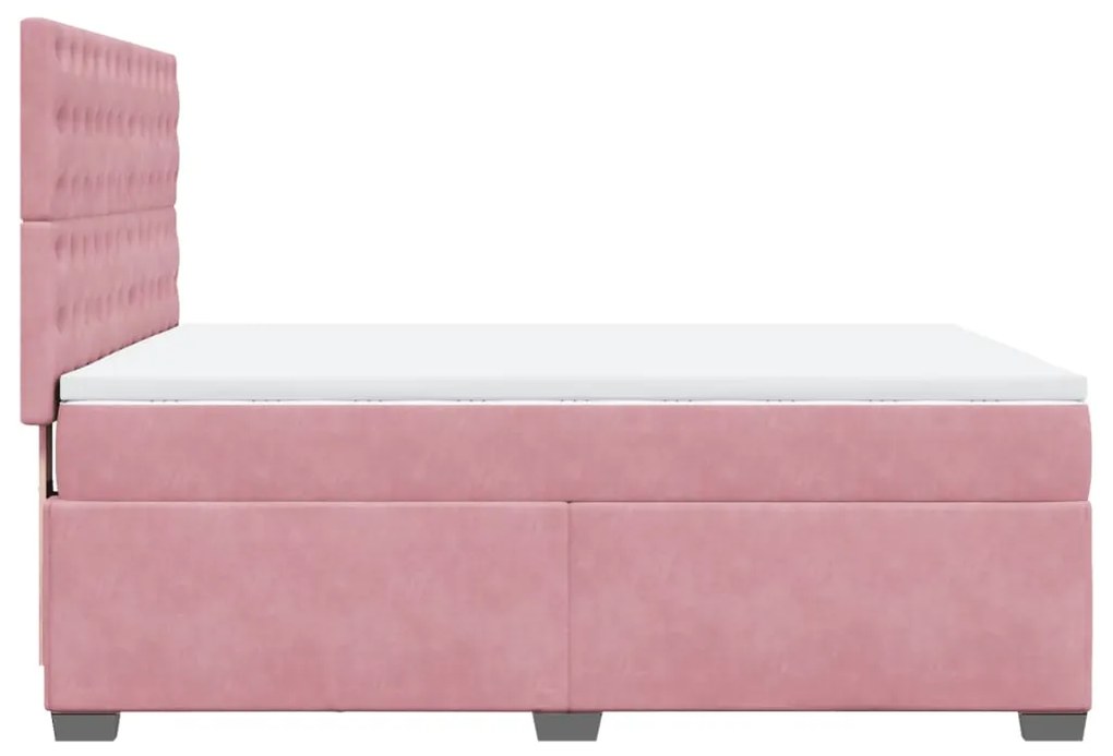 Cama com molas/colchão 140x200 cm veludo rosa