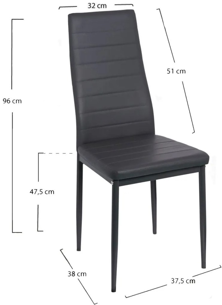 Pack 4 Cadeiras Lauter Couro Sintético - Cinza escuro