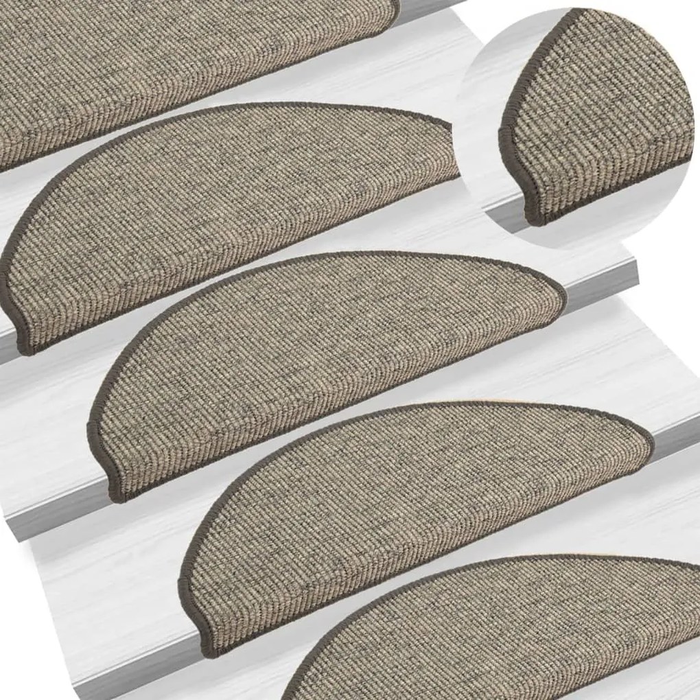 vidaXL Tapetes de escada autoadesivos 15 pcs 65x21x4cm cinzento e bege