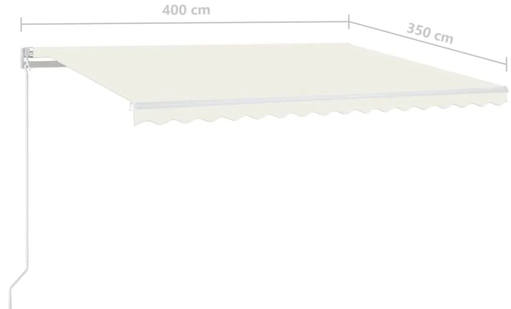 Toldo retrátil manual com LED 400x350 cm cor creme