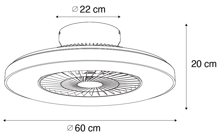 Ventilador de teto preto com efeito estrela 60cm incl. LED regulável com controle remoto - Climo Moderno