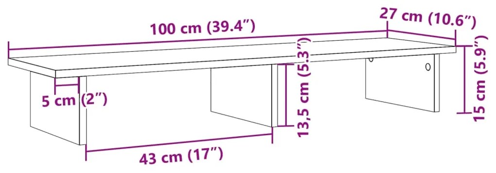 Suporte para monitor derivados de madeira cinzento cimento