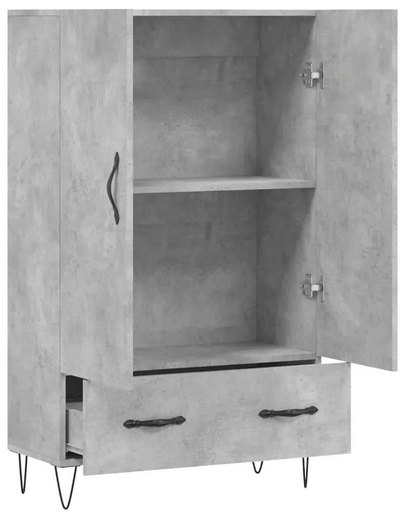 Aparador alto 69,5x31x115 cm derivados de madeira cinza-cimento