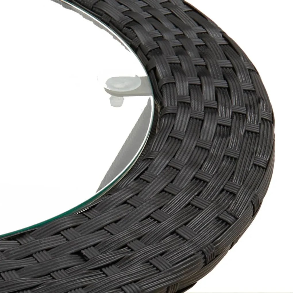 2 pcs conjunto de sofás formato L c/ almofadões vime PE preto