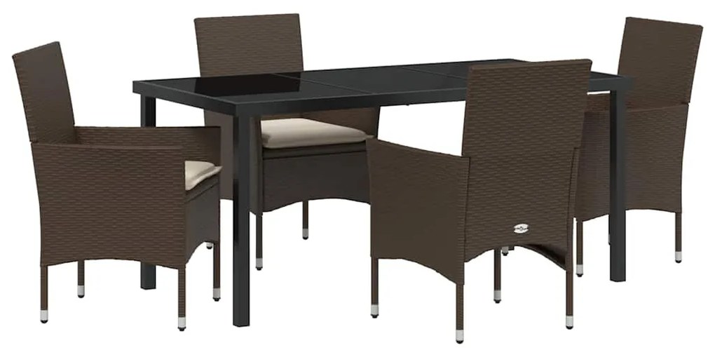 Conjunto de Jantar de Jardim com 5 Peças e Almofadas , Marrom, Rattan