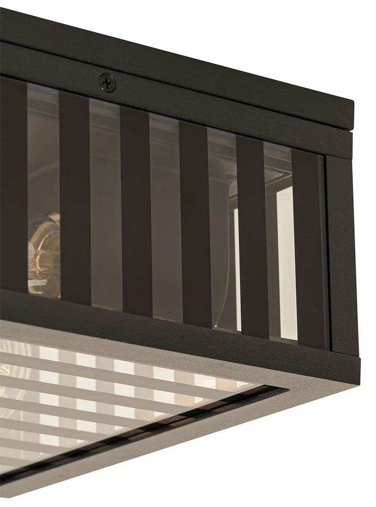 Candeeiro de tecto moderno para exterior preto com vidro fumê 2 luzes IP44 - Dijon Moderno