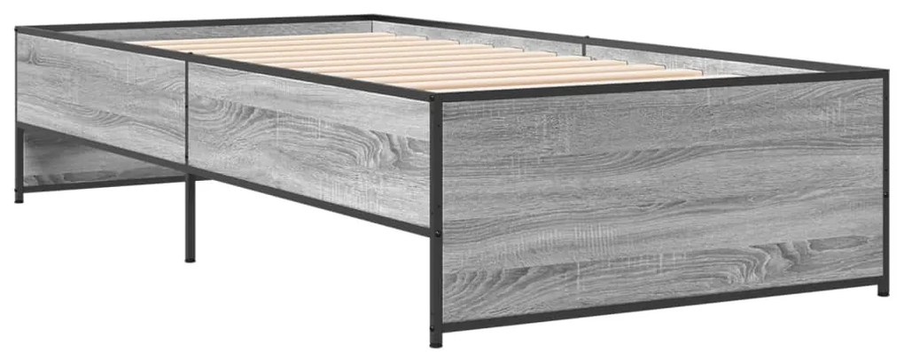 Estrutura cama 100x200 cm derivados madeira/metal cinza sonoma