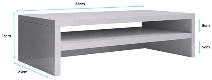 Suporte de Monitor Abby XXL – 53x13 cm – Branco Brilho