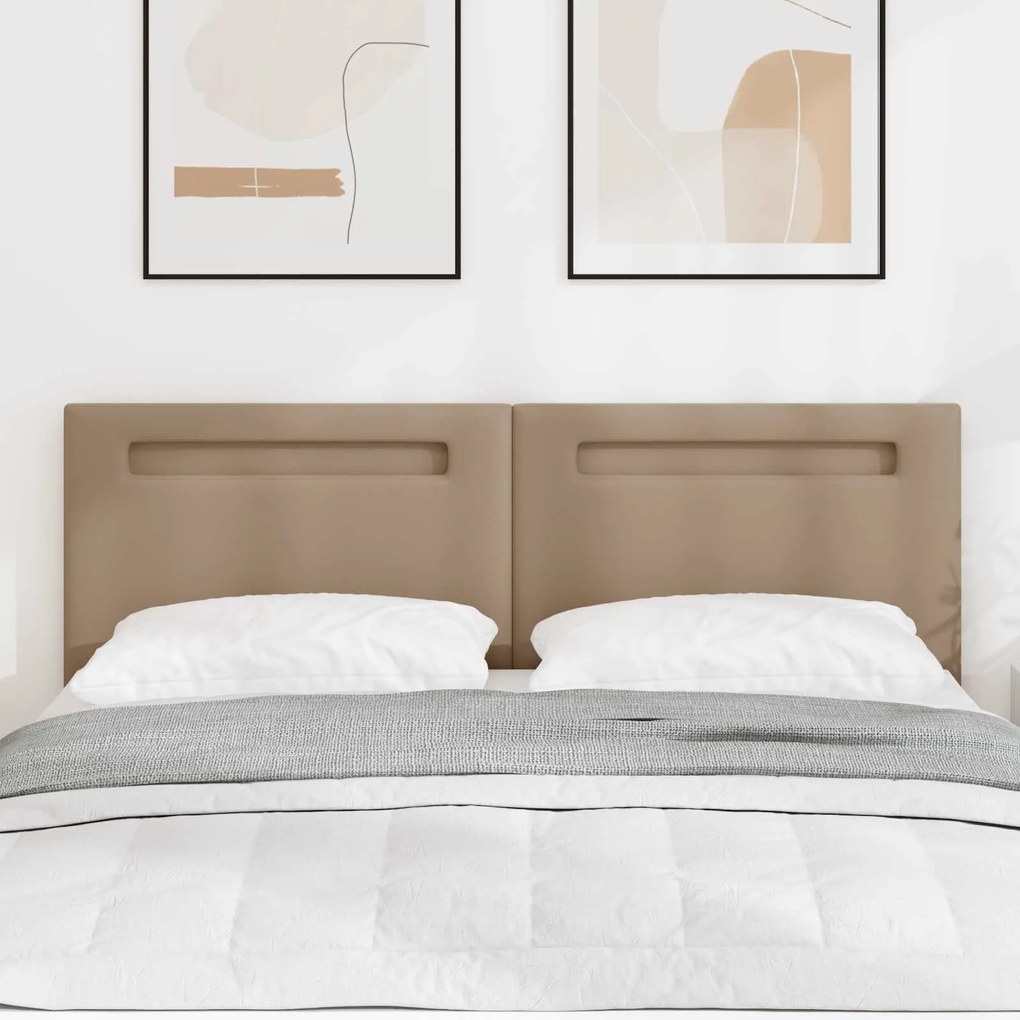 vidaXL Cabeceira LED Cappuccino 144 cm Couro Sintético